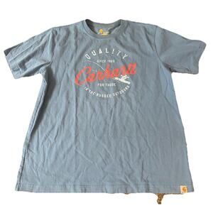 Carhartt Shirt Mens L Blue Graphic Relaxed Loose Baggy Distresse Work Grunge